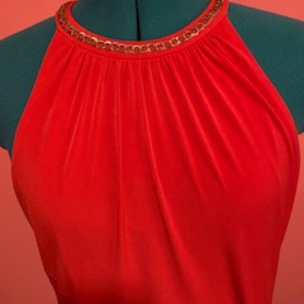 Red halter dress